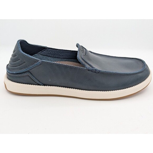 OluKai Kakaha Nia Men Navy Leather Slip On Loafer Boat Shoes NEW  Sz 12 main image 6